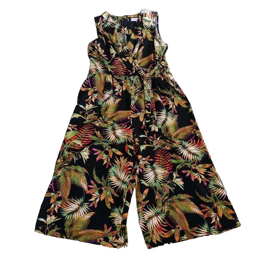 Emma & Michele Womens Size 16 Capri Jumpsuit Romper Floral Boho Resort Wear - Picture 2 of 12